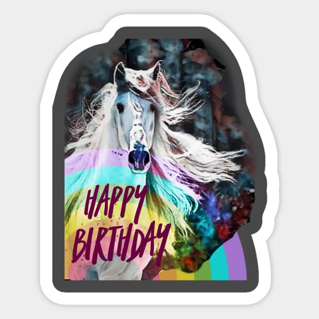 Happy Birthday (rainbow horse) Sticker by PersianFMts